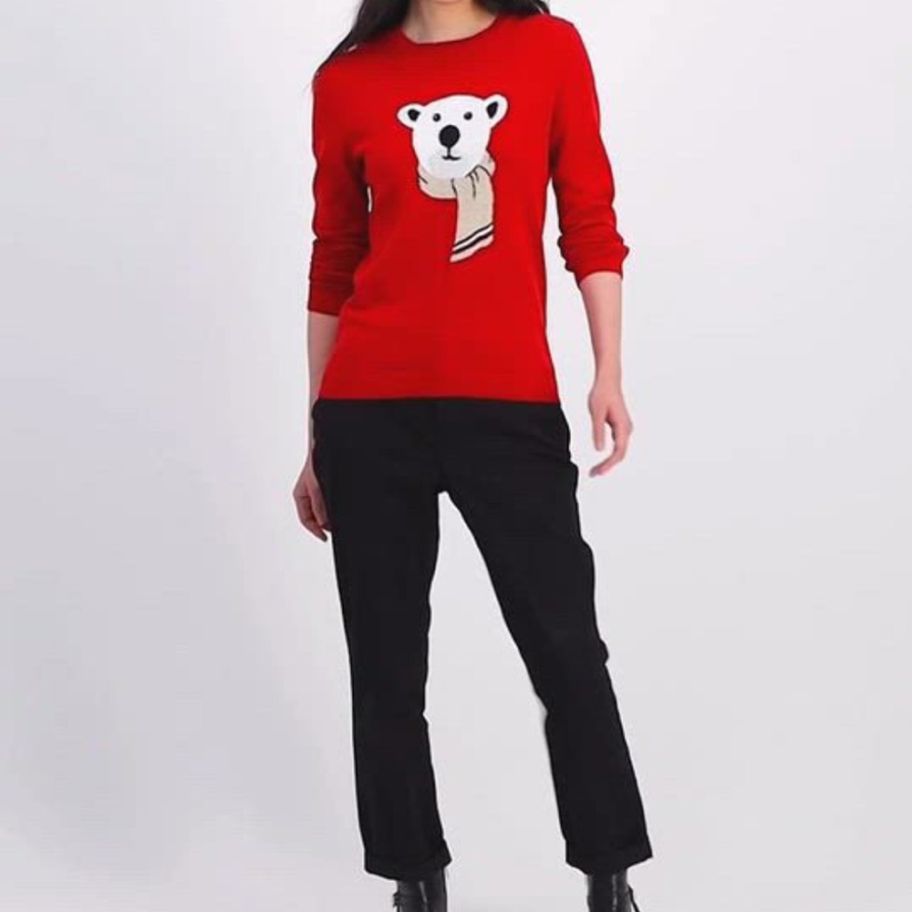 TOMMY HILFIGER Cozy Polar Bear Red Knit Sweater - Picture 2 of 12